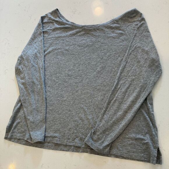 Cuyana Grey Boat Neck Pima Cotton long Sleeve Tee Shirt Medium - Picture 2 of 6